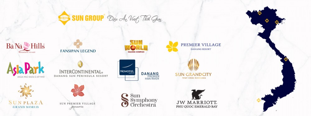 Nổi tiếng với các công trình biểu tượng như Bà Nà Hills, Cầu Vàng, JW Marriott Phú Quốc, Sun World Hạ Long, Fansipan Legend…